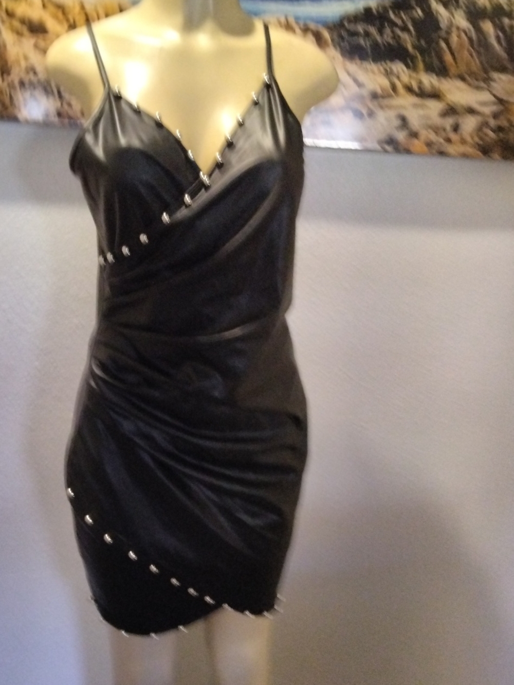 SHEIN Black Satin Labelled Dress
